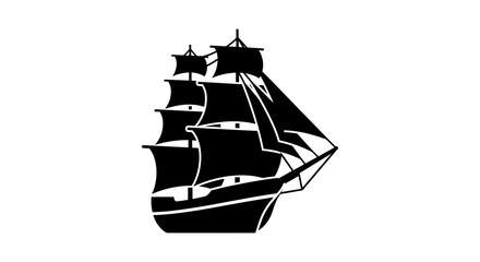 Black Sailing Ship Silhouette Design. © Ayen Art