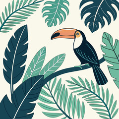 Tropical toucan in lush leaves ©  MST RABEYA  BEGUM