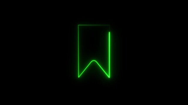 neon bookmark icon animation on black background save favorite page symbol ui motion graphic 4k