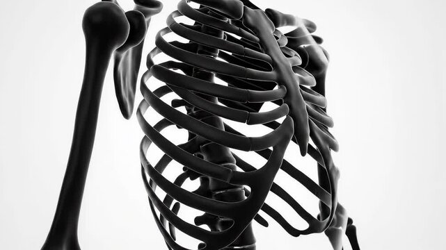 Black and White Human Rib Cage Skeleton on White Background