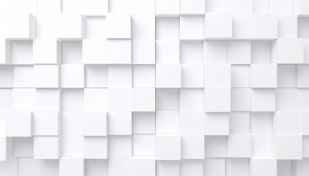 Abstract background of white cubes with a textured, geometric pattern, creating a modern and clean visual effect with light and shadow