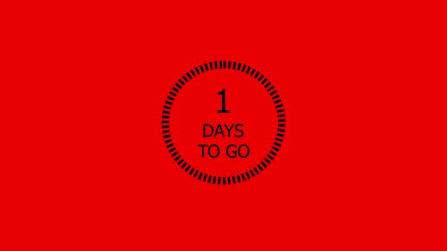 1 day left countdown animation with numbers sale promotion deadline timer business concept 4k