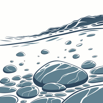 Calm river with rocks
