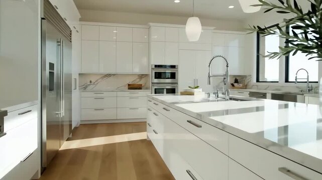 Shaped front large large the kitchen interior land wooden u design furniture home house interior kitchen modern room bright white architecture cabinet counter decor faucet floor island luxury new.