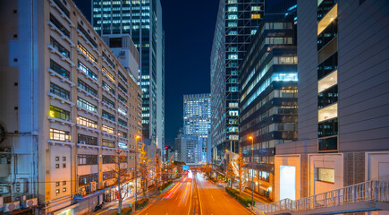 東京・渋谷駅前 国道246夜景