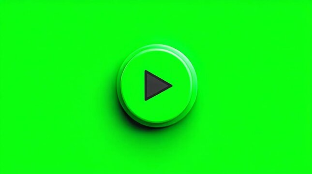Play Button Video Icon on Green Screen Background 2