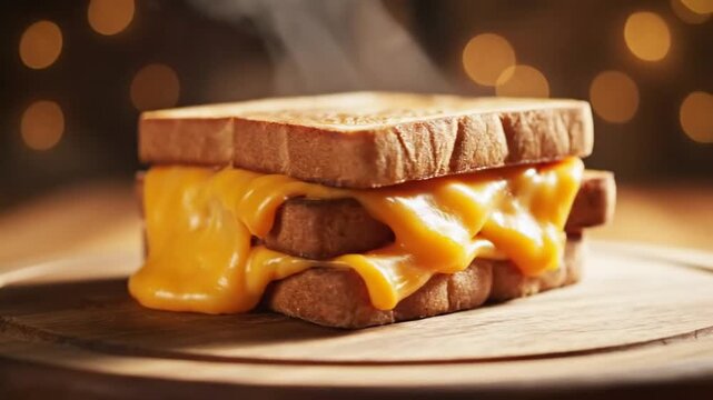 Melted Grilled Cheese Sandwich With Golden Toasted Bread Comfort Food And Warm Snack Concept