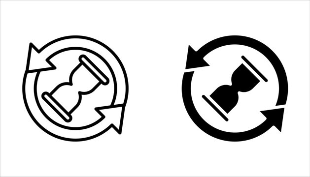 anti aging hourglass line icon set on white background