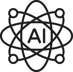Artificial intelligence symbol with atom design