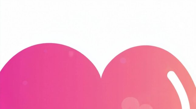 Pink Heart Icon with Bubbles on White Background.