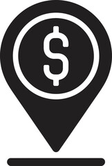 black map pin icon with dollar sign  financial location marker