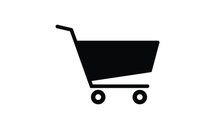 Simple black silhouette of a shopping cart on a white background