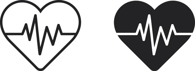 heart rate icons with ecg line