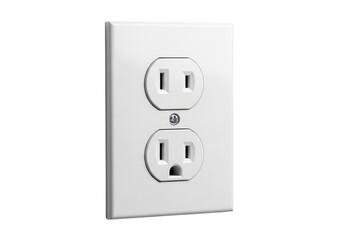 High-quality image of a standard white electrical outlet with two sockets isolated on transparent background