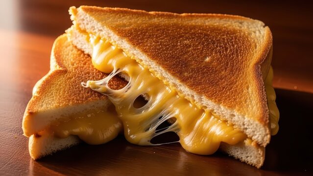 Golden toasted bread encasing a generous melted cheese sandwich, showcasing a delicious and gooey culinary delight.