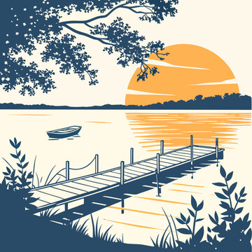 Serene sunset by the lake