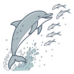 Playful dolphin leaping with schools of fish ©  MST RABEYA  BEGUM