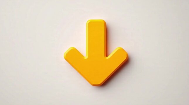 Bright Orange Down Arrow Symbol on White Background.