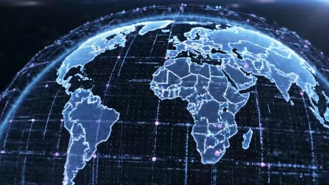 Digital Earth Globe With Global Network Connections And Futuristic Technology World Map Display