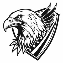 Fototapeta premium Eagle head with american flag