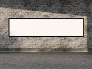 White Blank Long Horizontal Billboard Mockup 3D Render for Ad Space