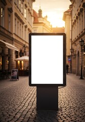 Golden Hour Billboard: Blank Canvas in Cobblestone Lane