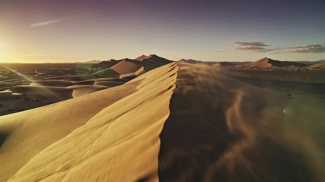 Beautiful aerial 4k video of sand dunes in the heart of Dubai desert - UAE