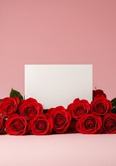 Crimson Roses & Blank Note: A Tender Valentine's Message