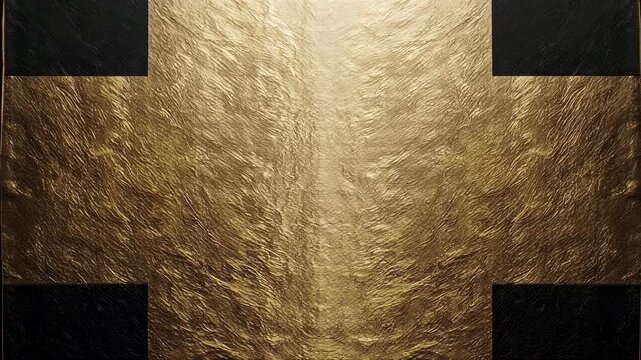 Crinkled gold texture with four black corners in a cross shape