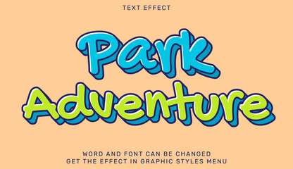 Park adventure colorful graffiti style text effect font for graphic design and typography