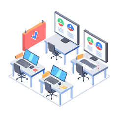 Obraz premium A diverse group of people working together on laptops in a modern office setting Vector