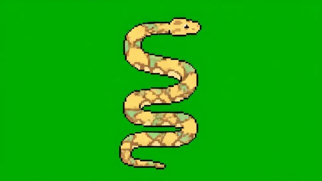 Pixel Art Ball Python Animation: S-Curve Dance on Green Screen