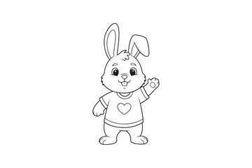 Obraz premium Cute Rabbit Coloring Page for Kids – Free Printable Bunny Outline, Rabbit Coloring Page Printable vector illustration