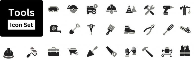 Tools solid icon set. Tools and Service icons set. Wrench, screwdriver and gear icon. Screwdriver and wrench glyph icon. Settings and repair, service sign