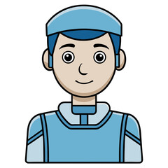 Obraz premium A cartoon character wearing a blue baseball cap and a matching blue shirt Vector
