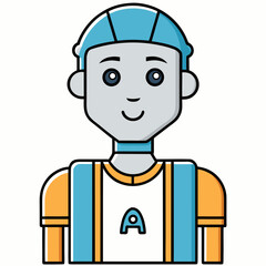 Obraz premium A cheerful cartoon athlete wearing a blue cap and a yellow and orange uniform Vector