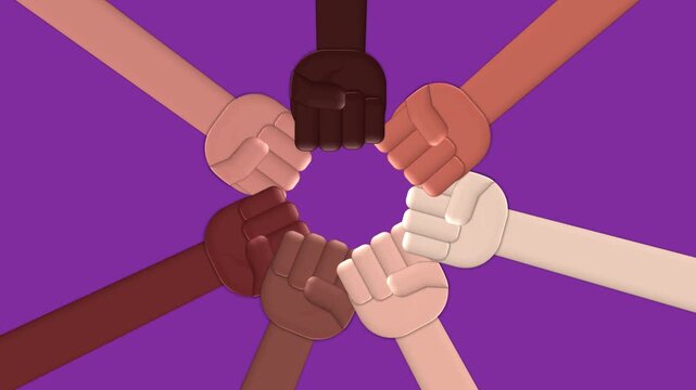 Raised fist circle Women's Day background illustration with copy space