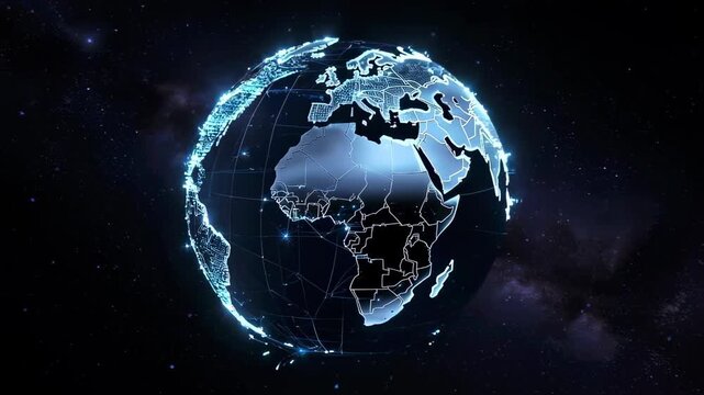 Glowing digital earth with celestial background