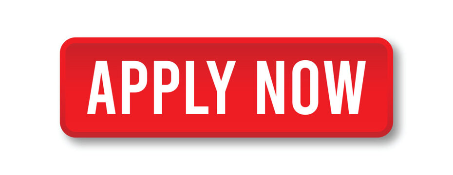 Apply Now button with red 3D style for job application, form submission and UI vector