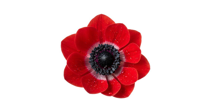 Photorealistic anemone flower isolated on transparent background, clean cut edges for mockups, posters, botanical designs, and graphic assets.