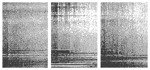 Abstract Halftone Glitch Texture Panels Set Vintage Monochrome Distressed Grunge Backgrounds with Dot Pattern and Analog Noise Effect