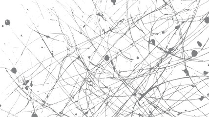 Obraz premium Chaotic Abstract Grey Splatters and Lines on White Background