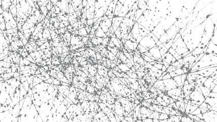 Obraz premium Abstract grey paint splatters and thin lines on a white background