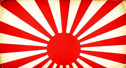 Vintage Rising Sun Flag of Japan with Grunge Texture and Red Sun Rays