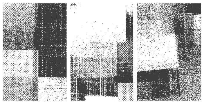 Abstract Black and White Grunge Halftone Texture Overlay Set Distressed Noise Graphic Design Background Vector