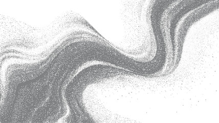 Swirling grey stippled abstract texture with flowing lines and dispersed dots on white background © Vector point