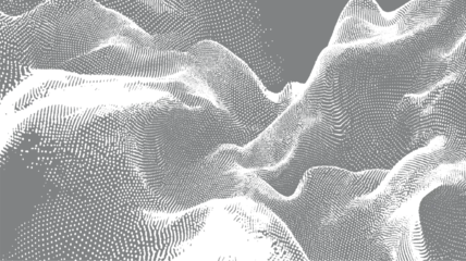 Fototapeten Grau Abstract white dot pattern forming undulating landscape on grey background dots  © Vector point