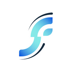 Abstract letter F logo with flowing swoosh shapes and smooth curves. Modern monogram design suggesting support, connection, and motion, ideal for technology, finance, fintech, service brands