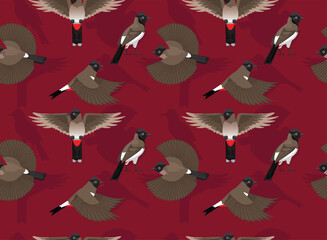 Red-Vented Bulbul Bird Seamless Background Wallpaper Pattern