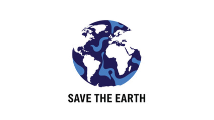 Save the Earth concept illustration with a stylized blue globe and bold text, promoting environmental awareness and conservation.